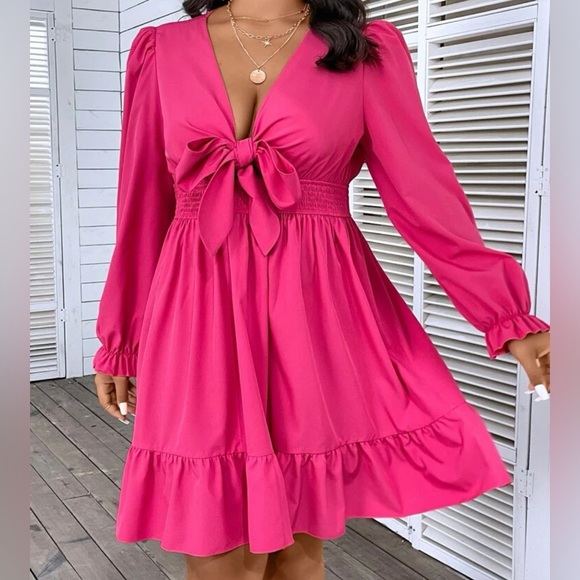 Dresses & Skirts - Plus Hot Pink front tie Party Dress